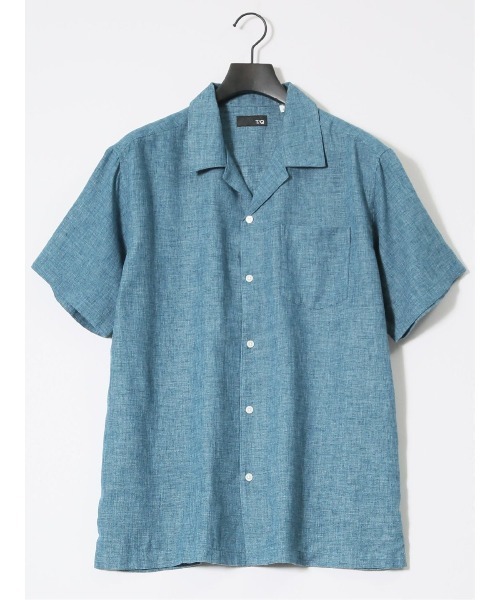 TAKA-Q（タカキュー）の「【フレンチリネン混 開襟】タカキュー  シャンブレー オープンカラー半袖シャツ（シャツ/ブラウス・メンズ・ブラック/ブルー/ボルドー/ネイビー・X-LARGE/LARGE/MEDIUM）」の3枚目の写真