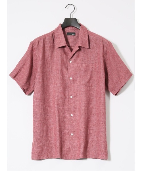 TAKA-Q（タカキュー）の「【フレンチリネン混 開襟】タカキュー  シャンブレー オープンカラー半袖シャツ（シャツ/ブラウス・メンズ・ブラック/ブルー/ボルドー/ネイビー・X-LARGE/LARGE/MEDIUM）」の4枚目の写真