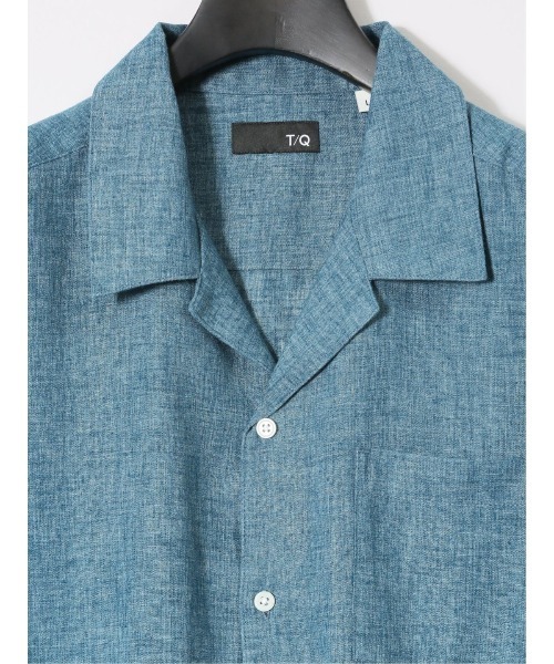 TAKA-Q（タカキュー）の「【フレンチリネン混 開襟】タカキュー  シャンブレー オープンカラー半袖シャツ（シャツ/ブラウス・メンズ・ブラック/ブルー/ボルドー/ネイビー・X-LARGE/LARGE/MEDIUM）」の9枚目の写真