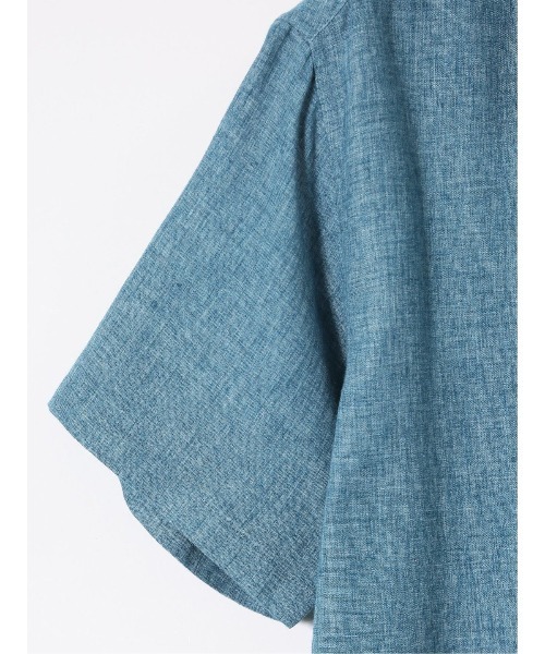 TAKA-Q（タカキュー）の「【フレンチリネン混 開襟】タカキュー  シャンブレー オープンカラー半袖シャツ（シャツ/ブラウス・メンズ・ブラック/ブルー/ボルドー/ネイビー・X-LARGE/LARGE/MEDIUM）」の8枚目の写真