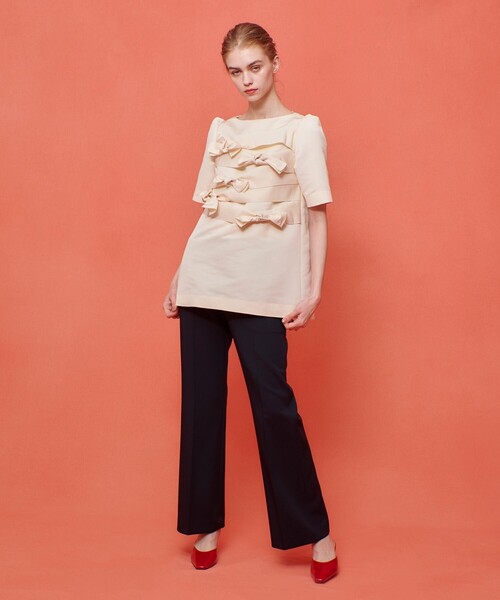 LOULOU WILLOUGHBY(ルルウィルビー)の「【LOULOU WILLOUGHBY】ダブルクロスフレアーパンツ(その他パンツ・レディース・キャメル/ネイビー・2/1)」の6枚目の写真