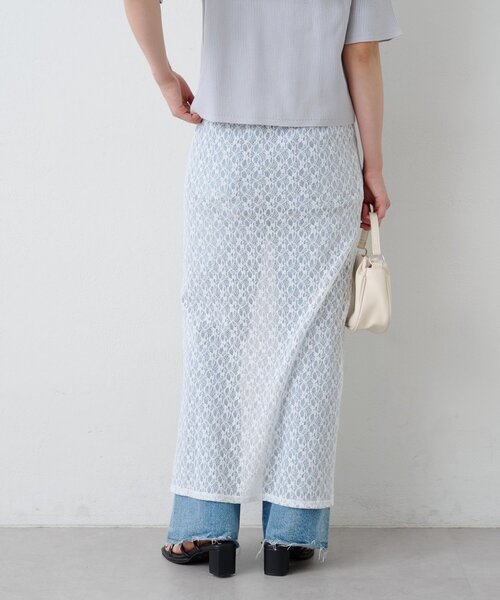 Kastane(カスタネ)の「*B レーススリットスカート(スカート・レディース・ブラック/オフホワイト・FREE)」の5枚目の写真