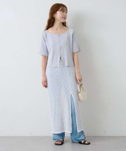 Kastane(カスタネ)の「*B レーススリットスカート(スカート・レディース・ブラック/オフホワイト・FREE)」の6枚目の写真