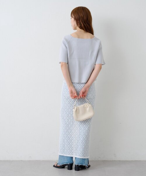 Kastane(カスタネ)の「*B レーススリットスカート(スカート・レディース・ブラック/オフホワイト・FREE)」の8枚目の写真