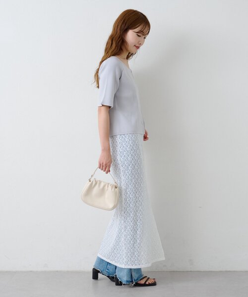 Kastane(カスタネ)の「*B レーススリットスカート(スカート・レディース・ブラック/オフホワイト・FREE)」の9枚目の写真