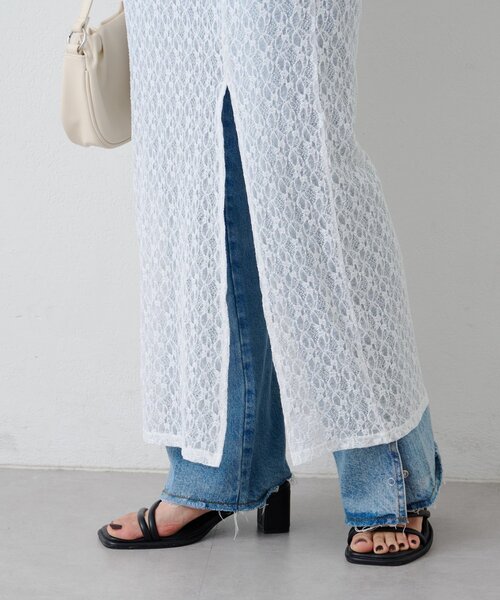 Kastane(カスタネ)の「*B レーススリットスカート(スカート・レディース・ブラック/オフホワイト・FREE)」の10枚目の写真