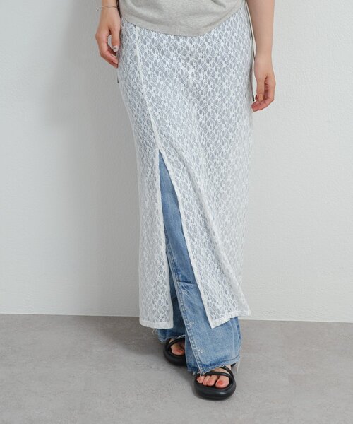 Kastane(カスタネ)の「*B レーススリットスカート(スカート・レディース・ブラック/オフホワイト・FREE)」の11枚目の写真