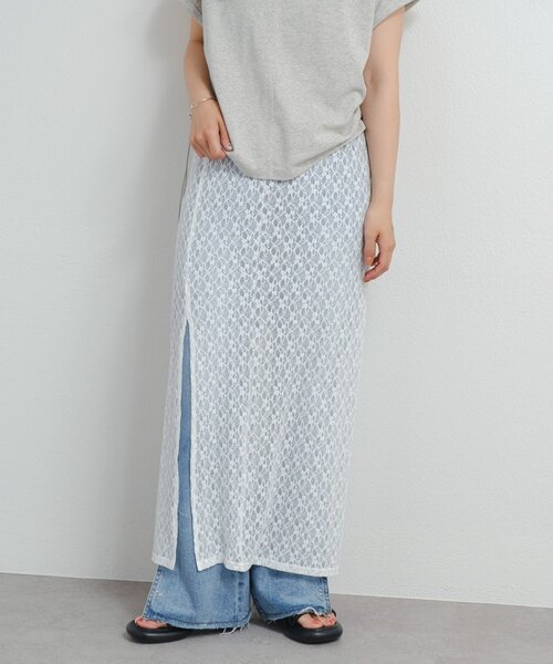 Kastane(カスタネ)の「*B レーススリットスカート(スカート・レディース・ブラック/オフホワイト・FREE)」の12枚目の写真