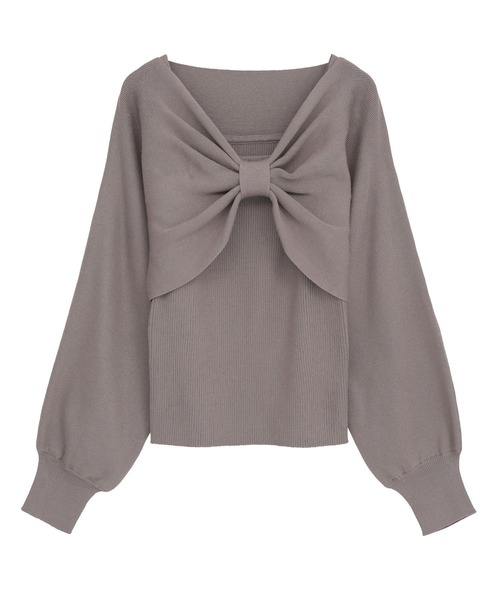 earth music&ecology(アースミュージックアンドエコロジー)の「【WEB限定/セットアイテム】リボンニットアンサンブル(ニット/セーター・レディース・ブラック/ピンク/モカ/アイボリー・FREE)」の10枚目の写真