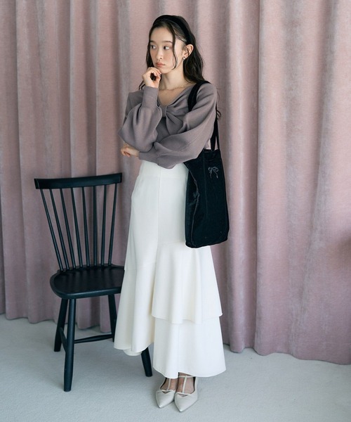 earth music&ecology(アースミュージックアンドエコロジー)の「【WEB限定/セットアイテム】リボンニットアンサンブル(ニット/セーター・レディース・ブラック/ピンク/モカ/アイボリー・FREE)」の8枚目の写真