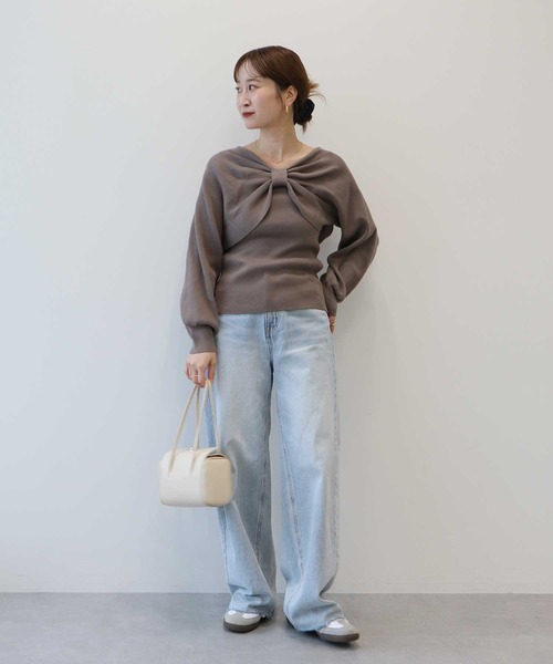 earth music&ecology(アースミュージックアンドエコロジー)の「【WEB限定/セットアイテム】リボンニットアンサンブル(ニット/セーター・レディース・ブラック/ピンク/モカ/アイボリー・FREE)」の11枚目の写真