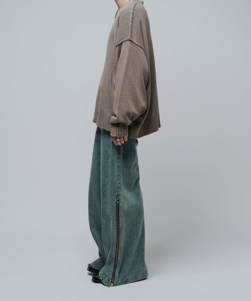 Lui's(ルイス)の「【Neucon/ニューコン】ワイドバギーサイドZIPフレアデニムパンツ(デニムパンツ・メンズ・インディゴブルー/ブラック・2/1)」の5枚目の写真