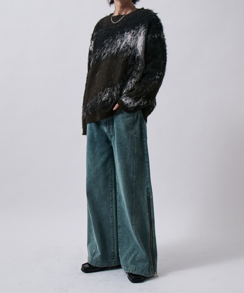 Lui's(ルイス)の「【Neucon/ニューコン】ワイドバギーサイドZIPフレアデニムパンツ(デニムパンツ・メンズ・インディゴブルー/ブラック・2/1)」の9枚目の写真