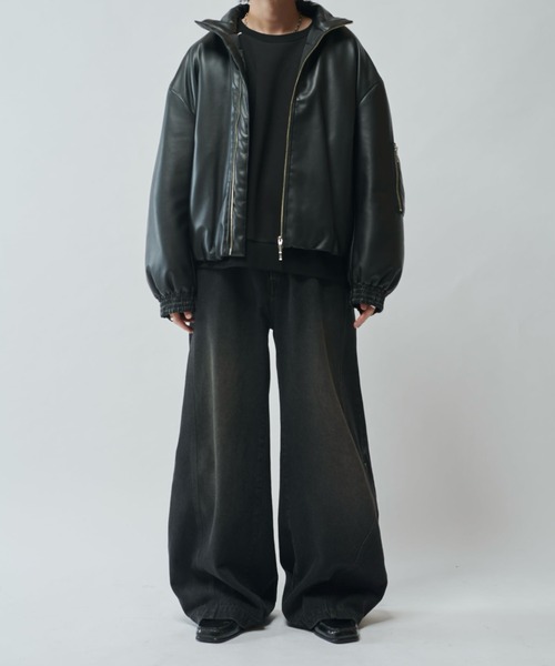 セール】【Neucon/ニューコン】ワイドバギーサイドZIPフレアデニム