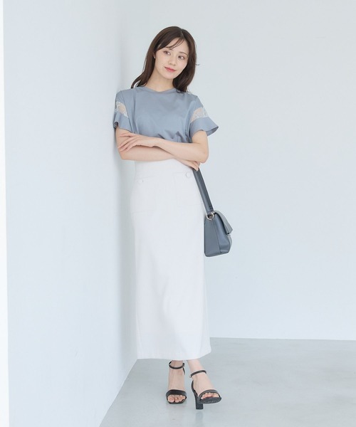 Andemiu(アンデミュウ)の「ボタンポケットIラインスカート577642(スカート・レディース・グレー/アイボリー/ブラック・SMALL/MEDIUM)」の16枚目の写真