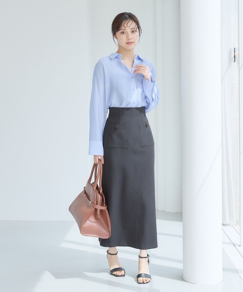 Andemiu(アンデミュウ)の「ボタンポケットIラインスカート577642(スカート・レディース・グレー/アイボリー/ブラック・SMALL/MEDIUM)」の15枚目の写真