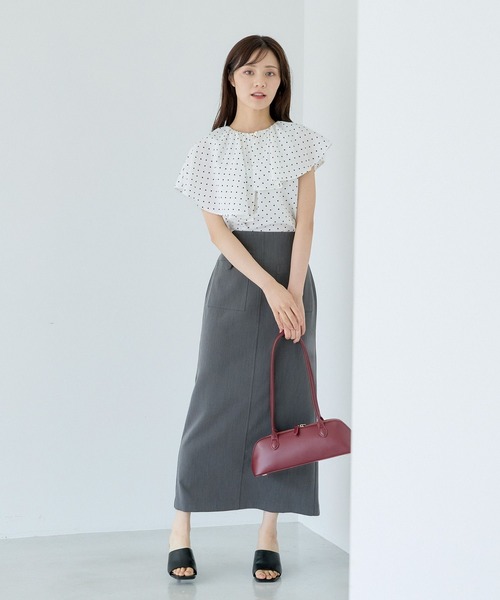 Andemiu(アンデミュウ)の「ボタンポケットIラインスカート577642(スカート・レディース・グレー/アイボリー/ブラック・SMALL/MEDIUM)」の13枚目の写真