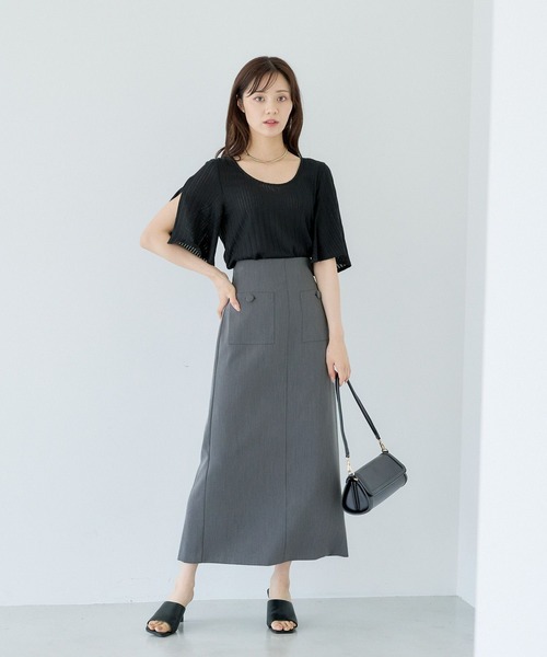 Andemiu(アンデミュウ)の「ボタンポケットIラインスカート577642(スカート・レディース・グレー/アイボリー/ブラック・SMALL/MEDIUM)」の12枚目の写真