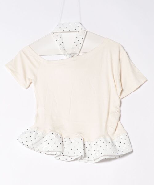 Nia(ニア)の「Nia(ニア)/【タイ付き】バイカラー 半袖 ドット柄ワンショルダーTシャツ(Tシャツ/カットソー・レディース・ブルー/ブラック/イエロー・SMALL/MEDIUM)」の8枚目の写真