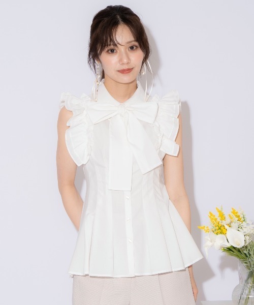 WILLSELECTION(ウィルセレクション)の「フリルスリーブタックペプラムブラウス(シャツ/ブラウス・レディース・ブラック/オフホワイト/ブラック系その他・FREE)」の2枚目の写真