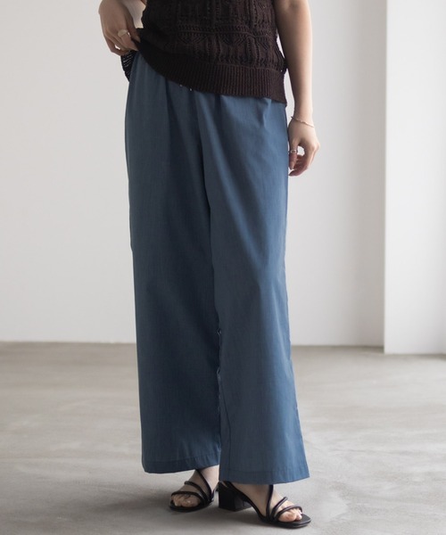 Mac-House(マックハウス)の「milli de l'air デニムライク セミワイドパンツ(デニムパンツ・レディース・ライトグレー/ネイビー/ブルー・M/L)」の3枚目の写真