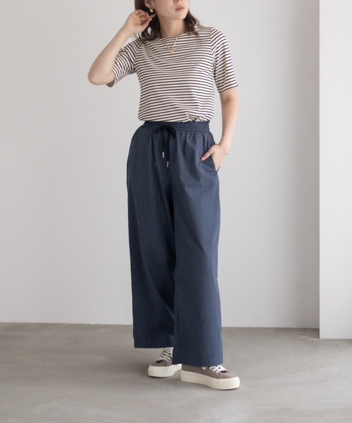 Mac-House(マックハウス)の「milli de l'air デニムライク セミワイドパンツ(デニムパンツ・レディース・ライトグレー/ネイビー/ブルー・M/L)」の17枚目の写真