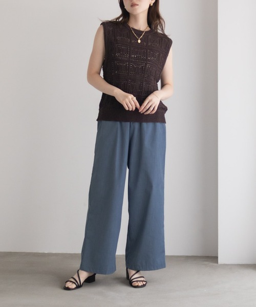 Mac-House(マックハウス)の「milli de l'air デニムライク セミワイドパンツ(デニムパンツ・レディース・ライトグレー/ネイビー/ブルー・M/L)」の21枚目の写真