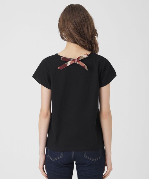 BLUE LABEL CRESTBRIDGE（ブルーレーベルクレストブリッジ）の「【一部店舗限定】バックリボンTシャツ（Tシャツ/カットソー・レディース・ブラック/オフホワイト・38）」の5枚目の写真