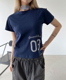 ナンバリング プリント 半袖 クロップド Tシャツ