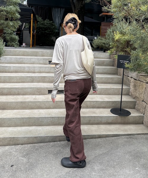 feepur（フェピュール）の「ハーフスリーブセットシアーロンTee（Tシャツ/カットソー・レディース・ブルー/ベージュ/ネイビー・MEDIUM）」の6枚目の写真