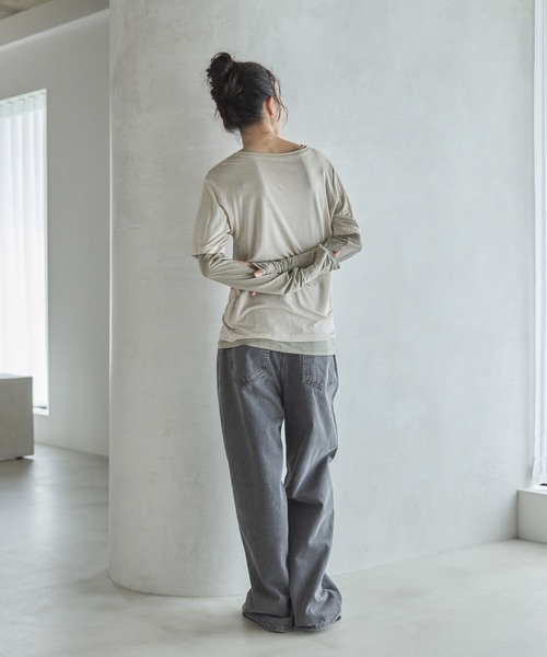 feepur（フェピュール）の「ハーフスリーブセットシアーロンTee（Tシャツ/カットソー・レディース・ブルー/ベージュ/ネイビー・MEDIUM）」の19枚目の写真
