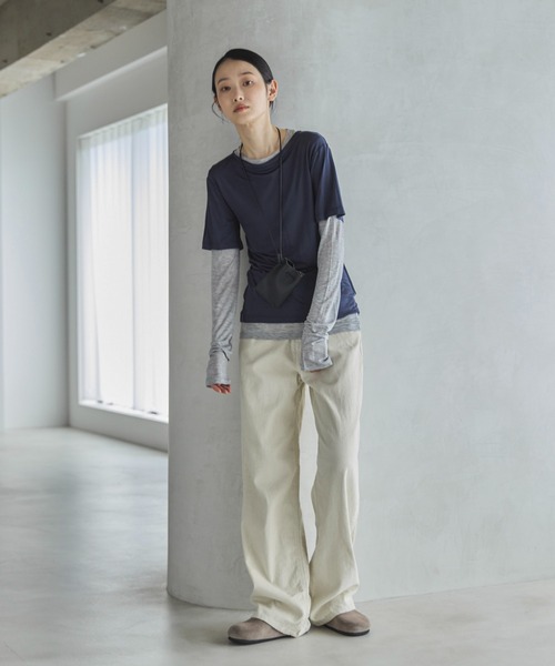 feepur（フェピュール）の「ハーフスリーブセットシアーロンTee（Tシャツ/カットソー・レディース・ブルー/ベージュ/ネイビー・MEDIUM）」の22枚目の写真