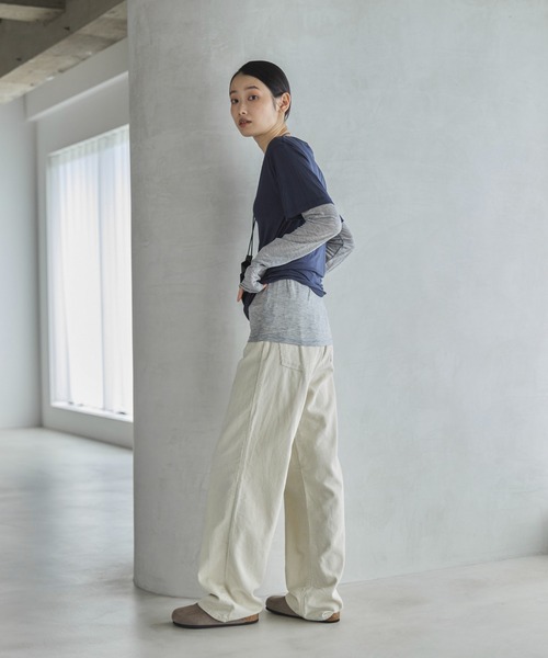 feepur（フェピュール）の「ハーフスリーブセットシアーロンTee（Tシャツ/カットソー・レディース・ブルー/ベージュ/ネイビー・MEDIUM）」の18枚目の写真
