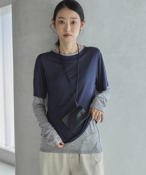 feepur（フェピュール）の「ハーフスリーブセットシアーロンTee（Tシャツ/カットソー・レディース・ブルー/ベージュ/ネイビー・MEDIUM）」の11枚目の写真