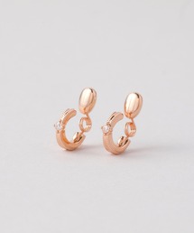 ◆金属アレルギー対応◆◆made in japan◆【純金厚メッキ】　フロントキュービックジルコニア　極小ミニマル　ループフィットイヤリング