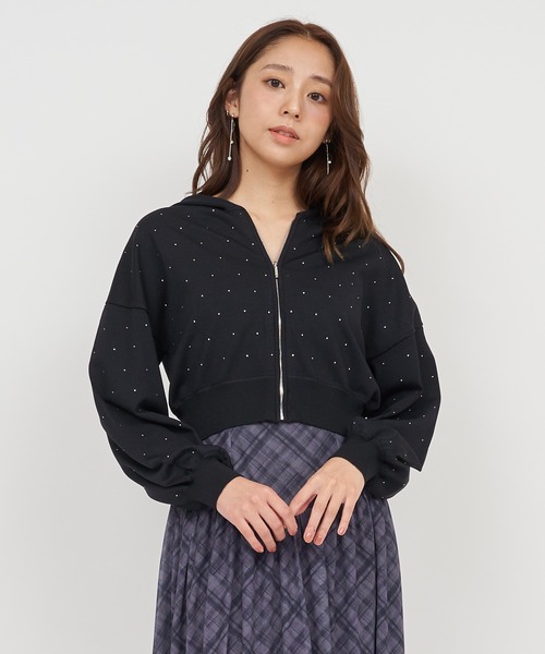 royal party ビジューニットパーカー ROYAL PARTY パーカー ビジューニットパーカー レディース