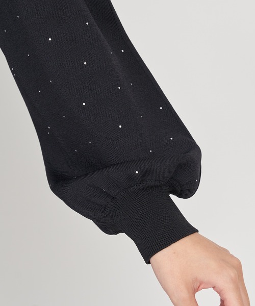 ROYAL PARTY（ロイヤルパーティー）の「プチビジューニットパーカー（パーカー・レディース・オフホワイト/ブラック/ボルドー・FREE）」の9枚目の写真