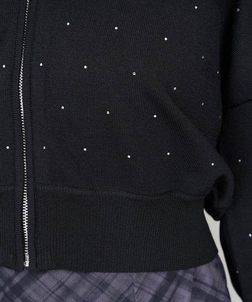 ROYAL PARTY（ロイヤルパーティー）の「プチビジューニットパーカー（パーカー・レディース・オフホワイト/ブラック/ボルドー・FREE）」の10枚目の写真