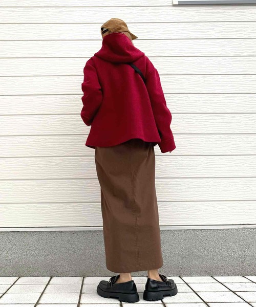 Q（キュー）の「フーディーショートコート（その他アウター・レディース・オリーブ/バーガンディー/ベージュ/ブラック・MEDIUM）」の18枚目の写真