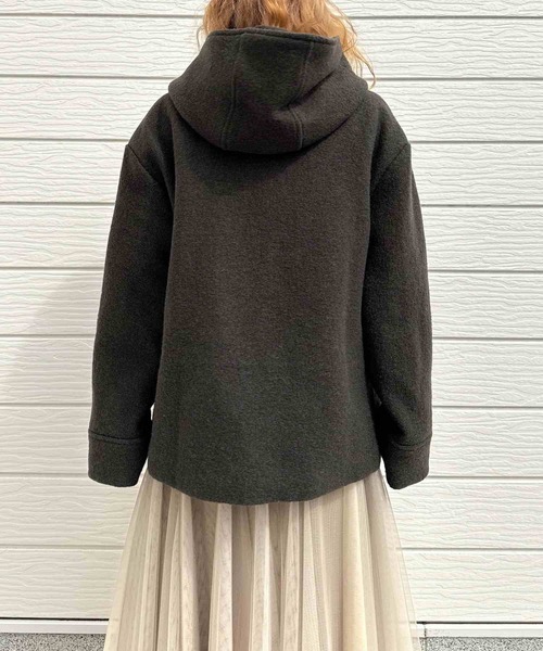 Q（キュー）の「フーディーショートコート（その他アウター・レディース・オリーブ/バーガンディー/ベージュ/ブラック・MEDIUM）」の21枚目の写真