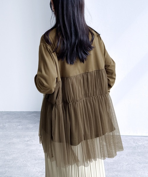 reca(レカ)の「チュールバルーンスリーブTシャツ(Tシャツ/カットソー・レディース・オフホワイト/ブラック/ブラウン/ピンク・M-L)」の16枚目の写真