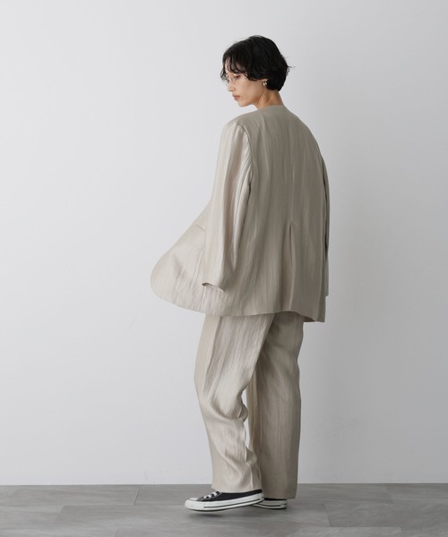 STEVELOUR」サテンタックワイドパンツ(セットアップ可)（スラックス