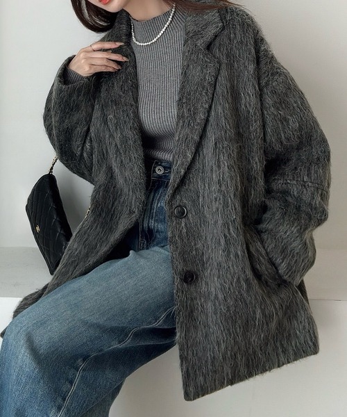 セール】コクーンスリーブシャギージャケットコート（その他アウター