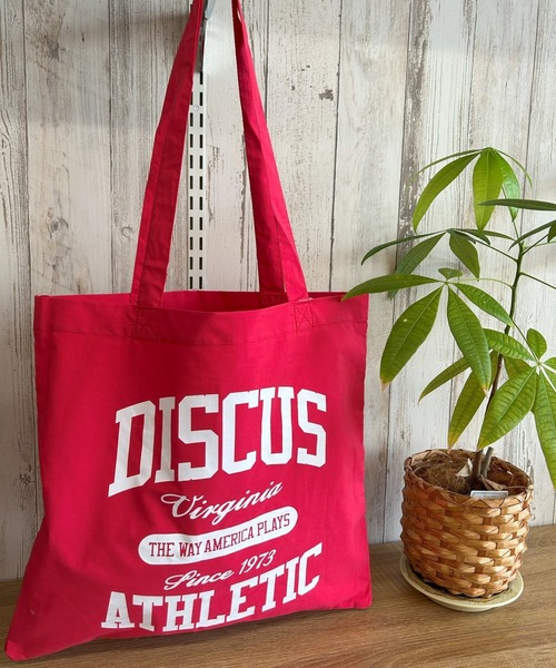 DISCUS（ディスカス）の「DISCUS/ディスカス プリントコットントート/BIGロゴ/カレッジ（トートバッグ・レディース・ブラック/レッド/ピンク/ベージュ/ブルー・FREE）」の5枚目の写真