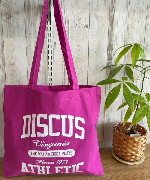 DISCUS（ディスカス）の「DISCUS/ディスカス プリントコットントート/BIGロゴ/カレッジ（トートバッグ・レディース・ブラック/レッド/ピンク/ベージュ/ブルー・FREE）」の4枚目の写真