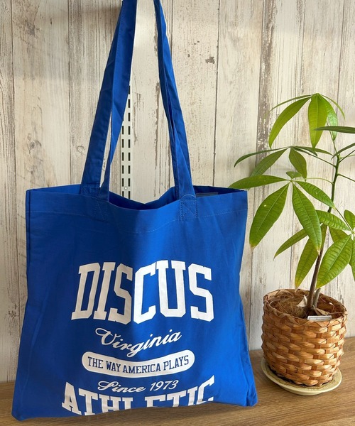 DISCUS（ディスカス）の「DISCUS/ディスカス プリントコットントート/BIGロゴ/カレッジ（トートバッグ・レディース・ブラック/レッド/ピンク/ベージュ/ブルー・FREE）」の3枚目の写真