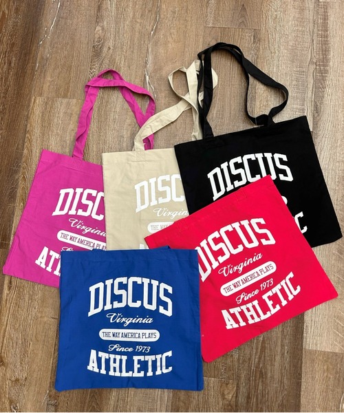 DISCUS（ディスカス）の「DISCUS/ディスカス プリントコットントート/BIGロゴ/カレッジ（トートバッグ・レディース・ブラック/レッド/ピンク/ベージュ/ブルー・FREE）」の6枚目の写真