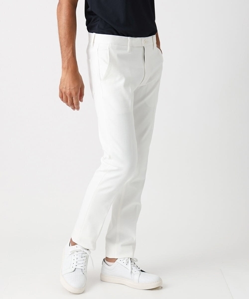 MICHEL KLEIN HOMME (ミッシェルクランオム)の「【撥水】プレビアへリンボンスラックスパンツ(スラックス・メンズ・ブラック/ホワイト/ライトグレー・MEDIUM/LARGE/X-LARGE)」の1枚目の写真
