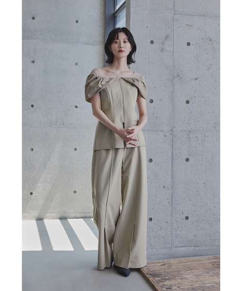 ノットシャツドッキングセットアップドレス 2点セット パンツドレス セパレート ワイドパンツ 結婚式 二次会 同窓会 成人式 お呼ばれ パーティードレス オケージョンドレス