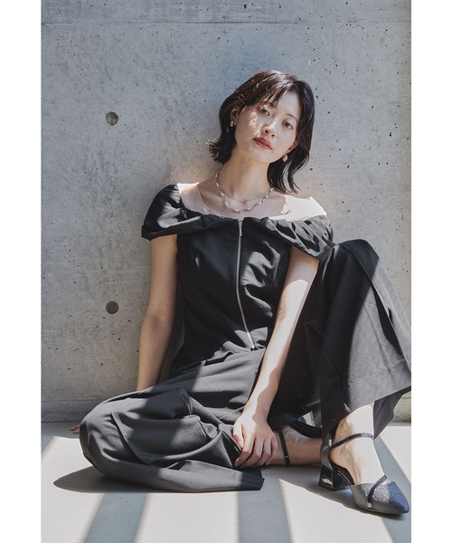 niana(ニアナ)の「ノットシャツドッキングセットアップドレス 2点セット パンツドレス セパレート ワイドパンツ 結婚式 二次会 同窓会 成人式 お呼ばれ パーティードレス オケージョンドレス(パンツドレス・レディース・チャコール/ベージュ/ブラック・L/M/S)」の1枚目の写真